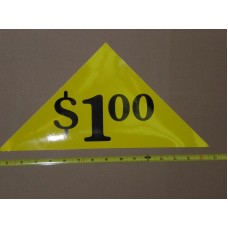 Large Yellow Price Triangle Vinyl Sticker $1.00